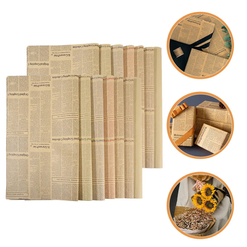20 Sheets Vintage English Newspaper Wrapping Paper Brown Kraft Flower Bouquet Floral Wrap Gift Packaging Supplies
20 Sheets Vintage English Newspaper Wrapping Paper Brown Kraft Flower Bouquet Floral Wrap Gift Packaging Supplies