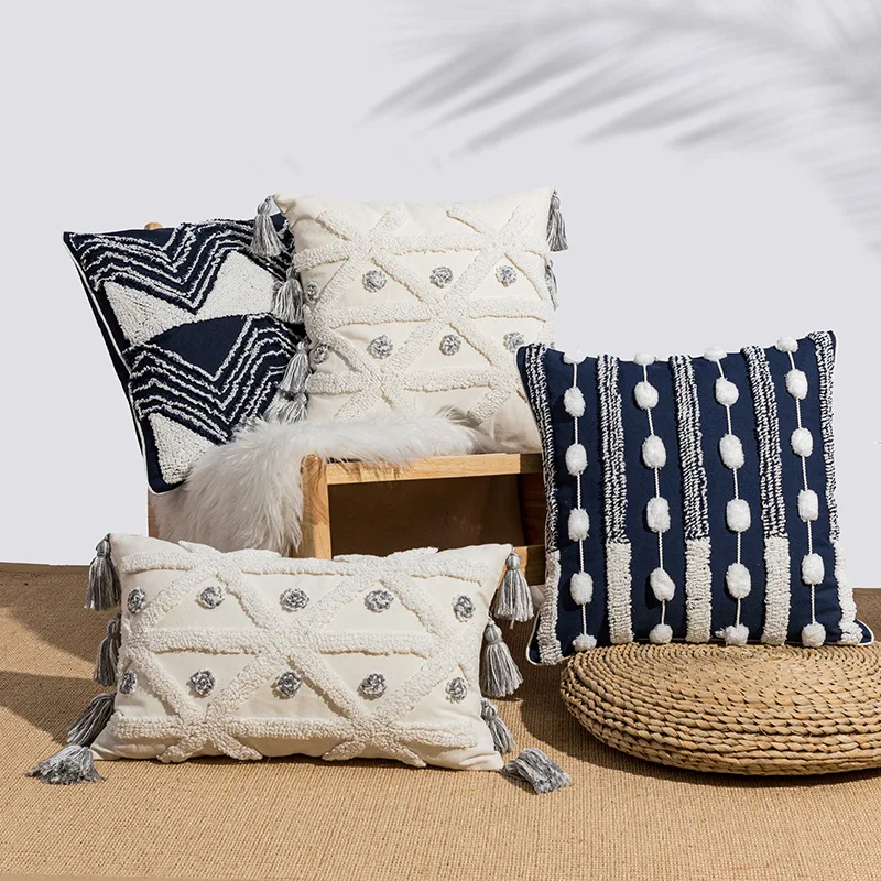 Boho Embroidered Cushion Cover Geometric Tufted Tassels Throw Pillow Covers Dark Blue Gray Decorative Cushions for Sofa Bedroom
Boho Embroidered Cushion Cover Geometric Tufted Tassels Throw Pillow Covers Dark Blue Gray Decorative Cushions for Sofa Bedroom