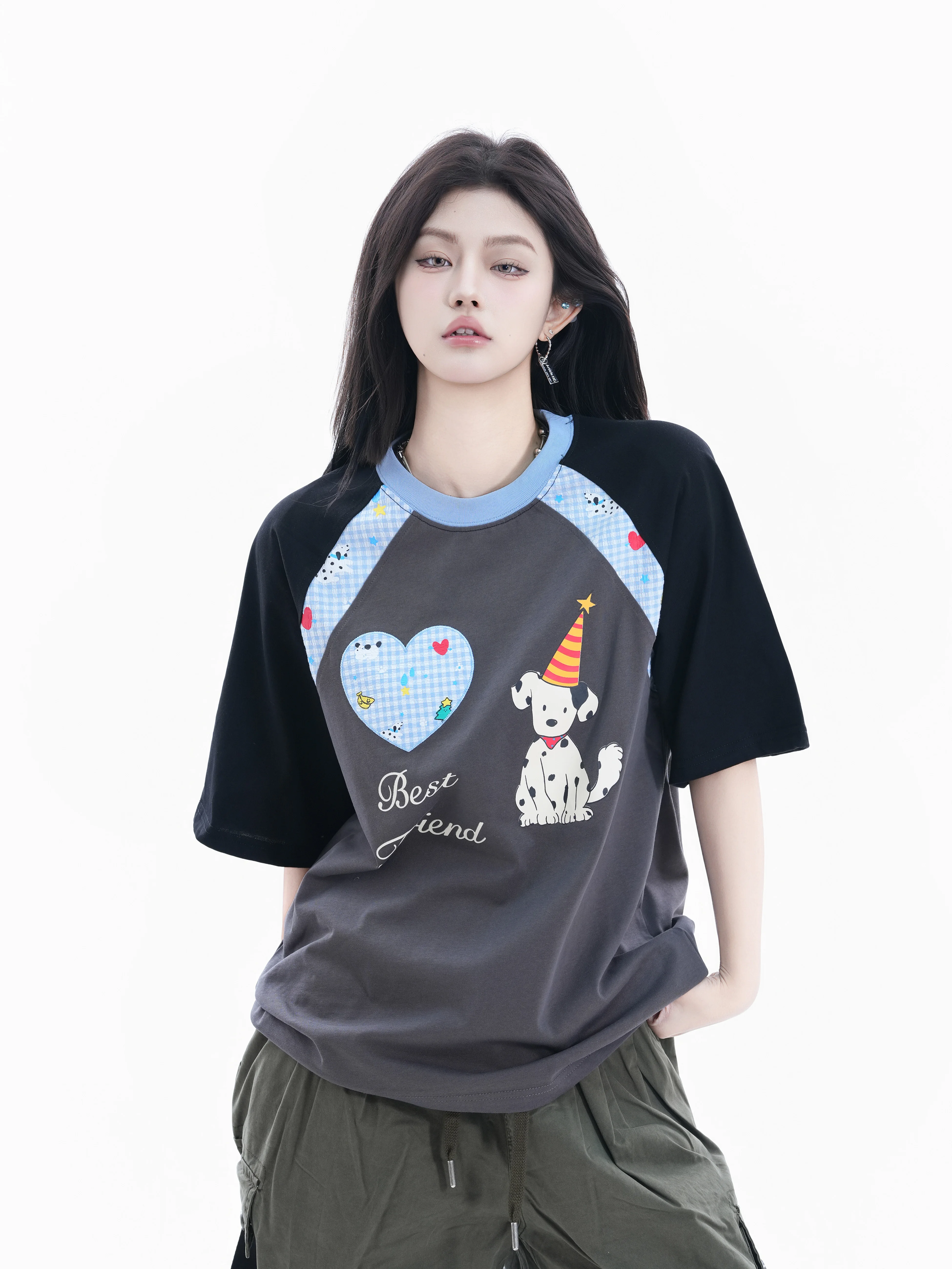 Retro American Short Sleeve T-Shirt Women Loose Couple Tops Cotton Print Heart Pattern Shoulder Insert Design Summer Fashion
Retro American Short Sleeve T-Shirt Women Loose Couple Tops Cotton Print Heart Pattern Shoulder Insert Design Summer Fashion