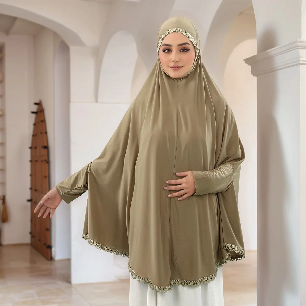 Muslim Abayas with Sleeve Lace Edge Women Hijab Long Shawl Solid Color Prayer Clothing Premium Cotton Hemp Plain Hijabs
Muslim Abayas with Sleeve Lace Edge Women Hijab Long Shawl Solid Color Prayer Clothing Premium Cotton Hemp Plain Hijabs