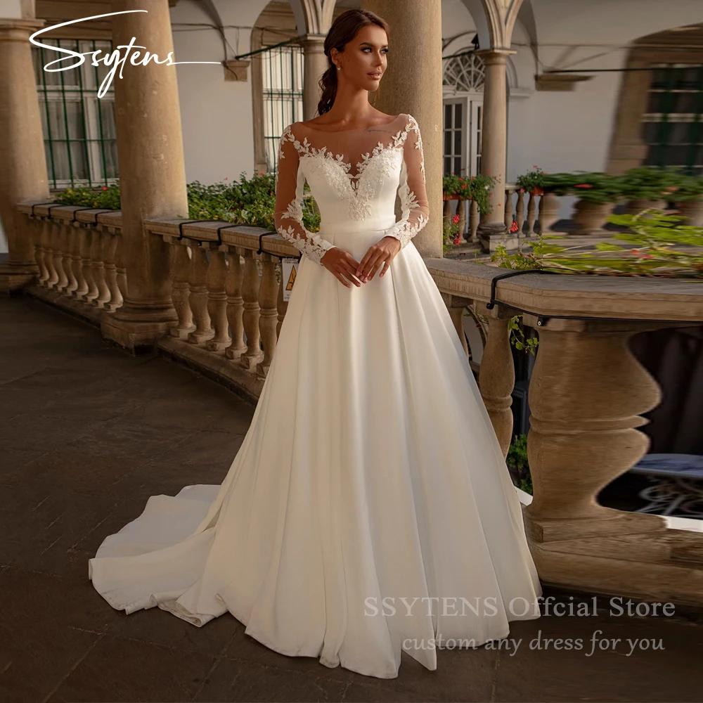 SSYTENS Elegant Long Sleeves A Line Wedding Dresses 2026 Sheer Lace Tulle Princess Wedding Gowns Bohemia Bridal Dress Customized 
SSYTENS Elegant Long Sleeves A Line Wedding Dresses 2026 Sheer Lace Tulle Princess Wedding Gowns Bohemia Bridal Dress Customized