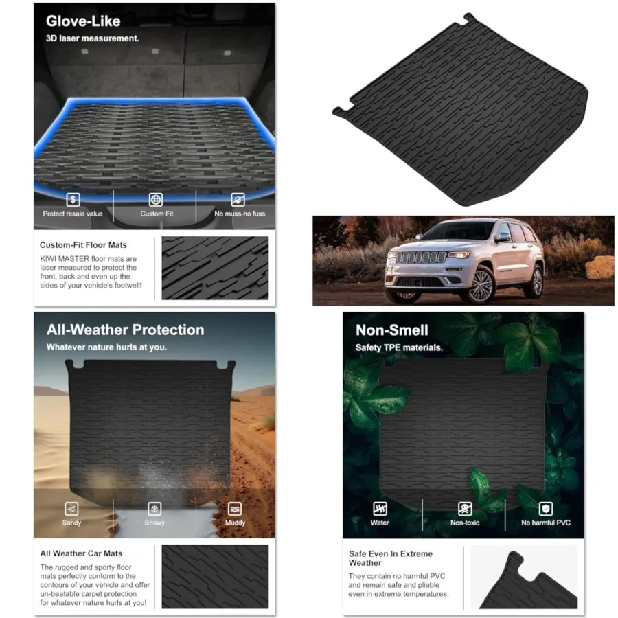 Cargo Mat for 2011-2021 Jeep Grand Cherokee, OEM Replacement 82212085, Custom Fit All Weather Rear Cargo Liner, Heavy Duty TPE Tray Trunk Mat, Black
Cargo Mat for 2011-2021 Jeep Grand Cherokee, OEM Replacement 82212085, Custom Fit All Weather Rear Cargo Liner, Heavy Duty TPE Tray Trunk Mat, Black