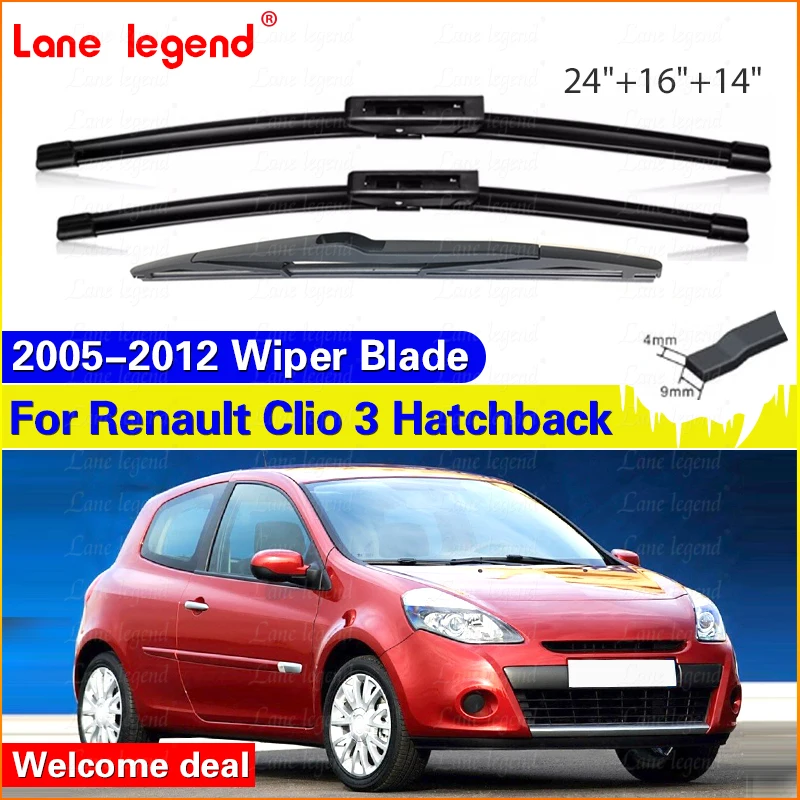 3Pcs Front Rear Wiper Blades For Renault Clio 3 III Hatchback 2005 - 2012 Windshield Windscreen Window Cutter Accessories
3Pcs Front Rear Wiper Blades For Renault Clio 3 III Hatchback 2005 - 2012 Windshield Windscreen Window Cutter Accessories