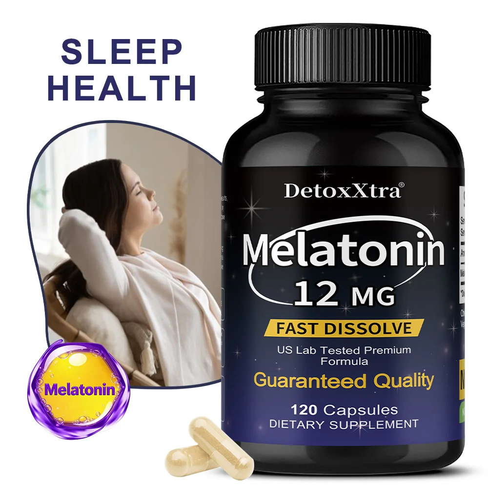 Sleep Hormone 12 mg,Melatonin Capsules,Non-Habitual,Nighttime Sleep Aid, Deep Sleep - Vegetarian, Non-GMO, Gluten Free
Sleep Hormone 12 mg,Melatonin Capsules,Non-Habitual,Nighttime Sleep Aid, Deep Sleep - Vegetarian, Non-GMO, Gluten Free