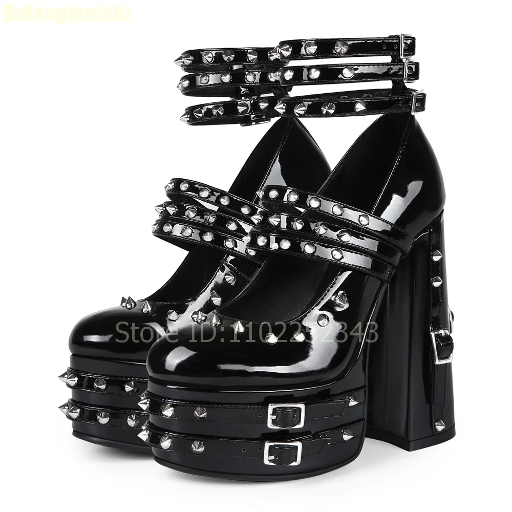 Black Rivet Gothic Square Heel Sandals 2026 New Punk Style Ankle Strap Chunky Heels Shallow Round Toe Platform Shoes
Black Rivet Gothic Square Heel Sandals 2026 New Punk Style Ankle Strap Chunky Heels Shallow Round Toe Platform Shoes