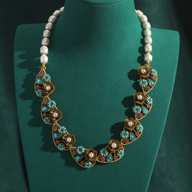 Blue Flower Vintage Baroque Pearl Necklaces Luxury Woman Natural Stone Pink Crystal Wedding Bridesmaid Jewelry 2026 New Arrivals
Blue Flower Vintage Baroque Pearl Necklaces Luxury Woman Natural Stone Pink Crystal Wedding Bridesmaid Jewelry 2026 New Arrivals