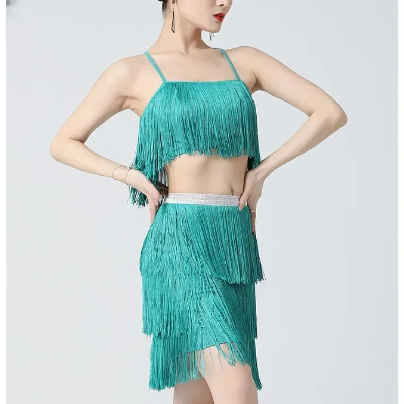 Suspenders tassel suits Latin dance stage performance costumes practice dance
Suspenders tassel suits Latin dance stage performance costumes practice dance