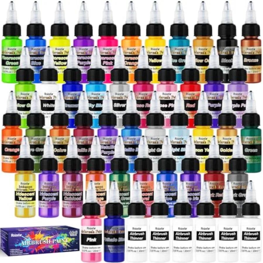 Airbrush Paint,,Airbrush Paint Set Includes Iridescent and Metallic and Neon and Classic Colors, Water-Based Air Brush Paints A
Airbrush Paint,,Airbrush Paint Set Includes Iridescent and Metallic and Neon and Classic Colors, Water-Based Air Brush Paints A