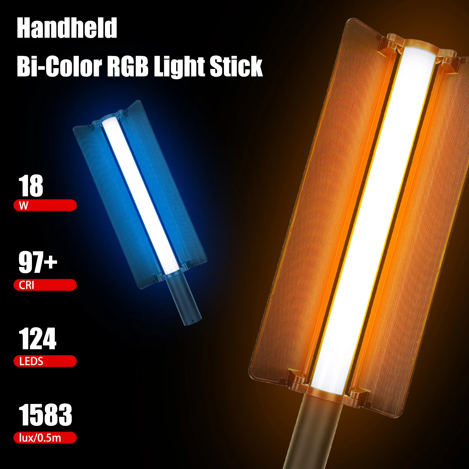 LUXCEO P520 Handheld RGB Light Stick Led Video Light 52cm/20.59 inch 2500K-6500K Photography Studio Photo Lighting with Barndoor
LUXCEO P520 Handheld RGB Light Stick Led Video Light 52cm/20.59 inch 2500K-6500K Photography Studio Photo Lighting with Barndoor