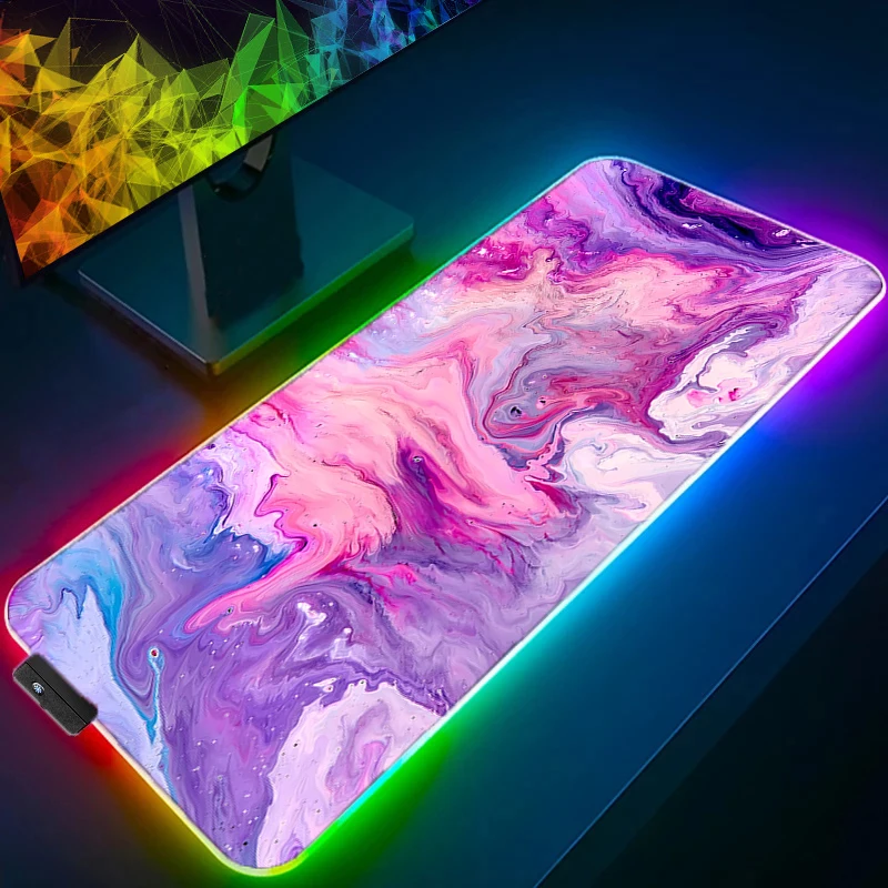 RGB LED Anime Mouse Pad Gamer Keyboard Pad Strata Liquid Desk Mouse Mat Carpet Rubber Tapis Souris Gaming Notbook PC Mousepad