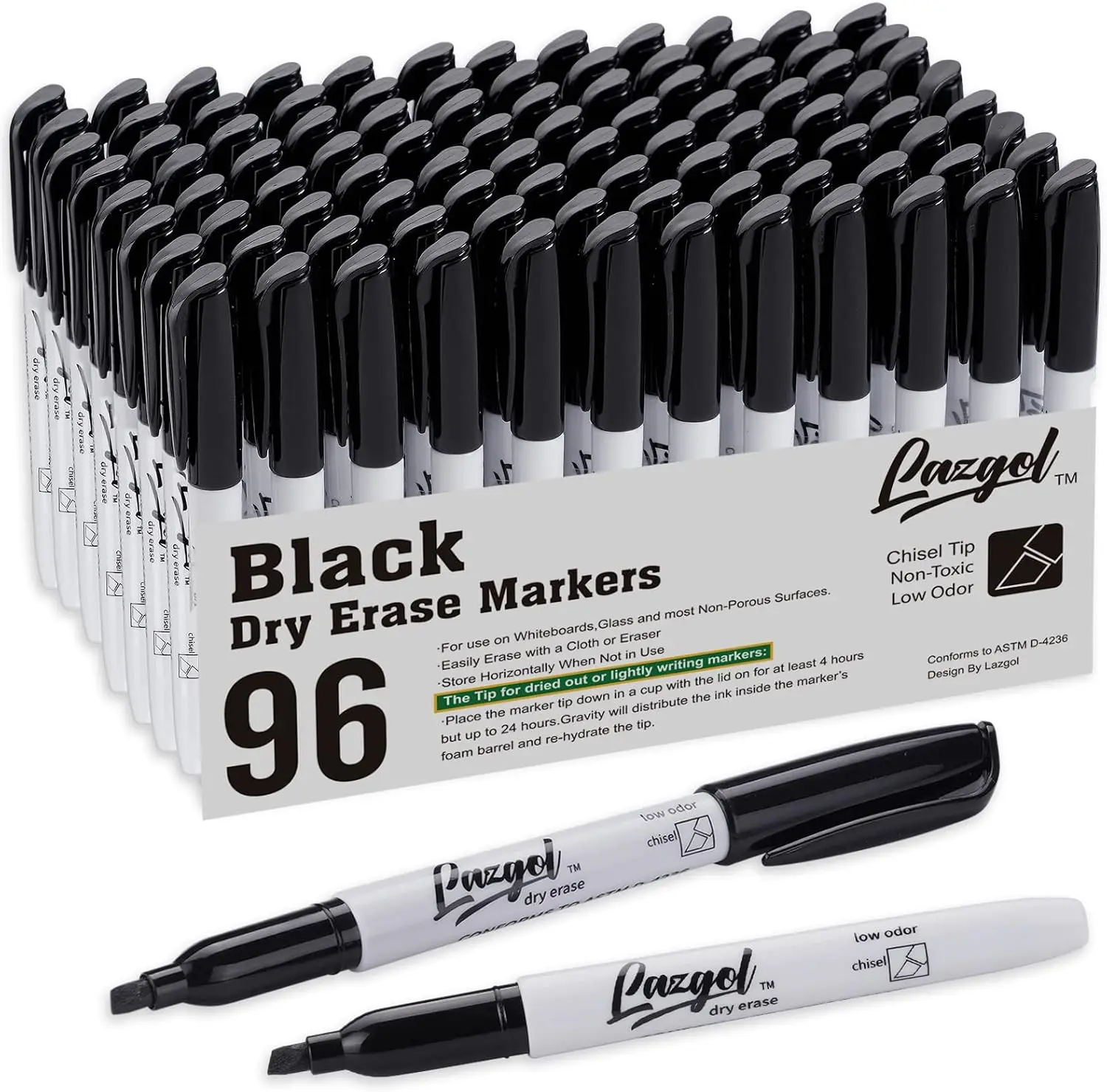 96 Pack Black Dry Erase Markers Bulk with Chisel Tip, Low Odor Whiteboard Markers for School Office and Home
96 Pack Black Dry Erase Markers Bulk with Chisel Tip, Low Odor Whiteboard Markers for School Office and Home