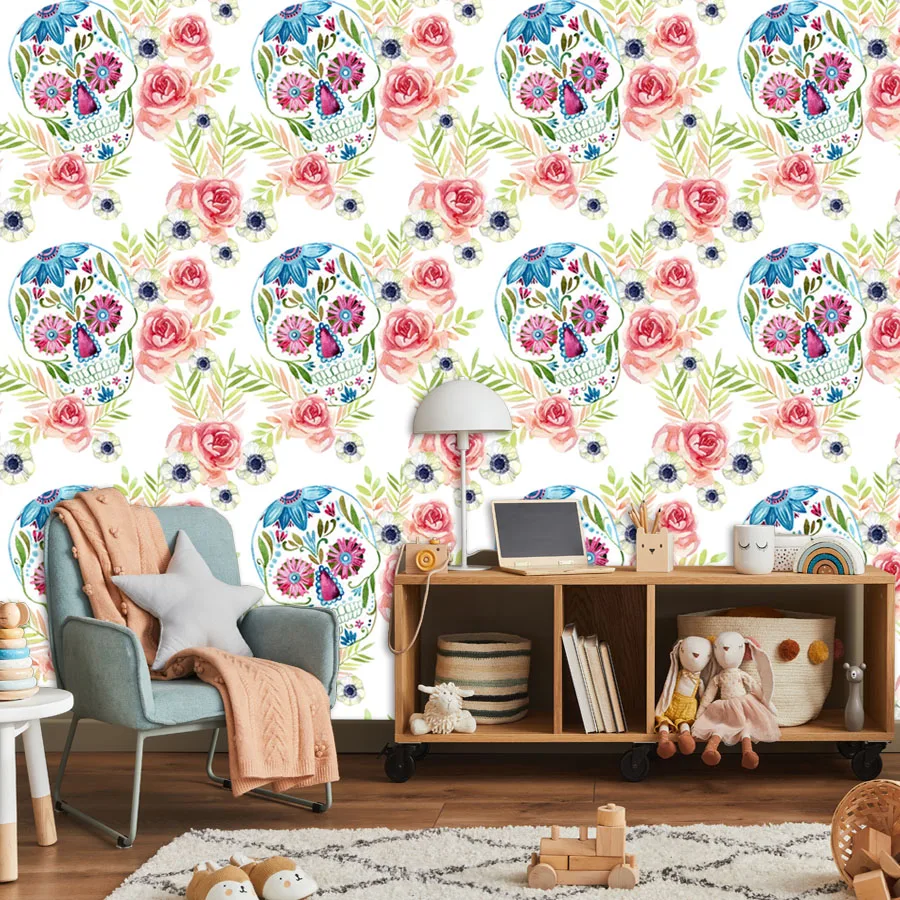 Custom Peel and Stick Wallpapers Accept for Living Room Bedroom Walls Contact Papers Home Decor Watercolor Skull Among Flowers
Custom Peel and Stick Wallpapers Accept for Living Room Bedroom Walls Contact Papers Home Decor Watercolor Skull Among Flowers