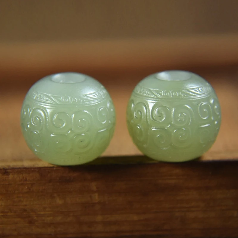 Hetian with swirl pattern loose , round beads, green-white jade pendant, Bodhi cultural bracelet accessories
Hetian with swirl pattern loose , round beads, green-white jade pendant, Bodhi cultural bracelet accessories
