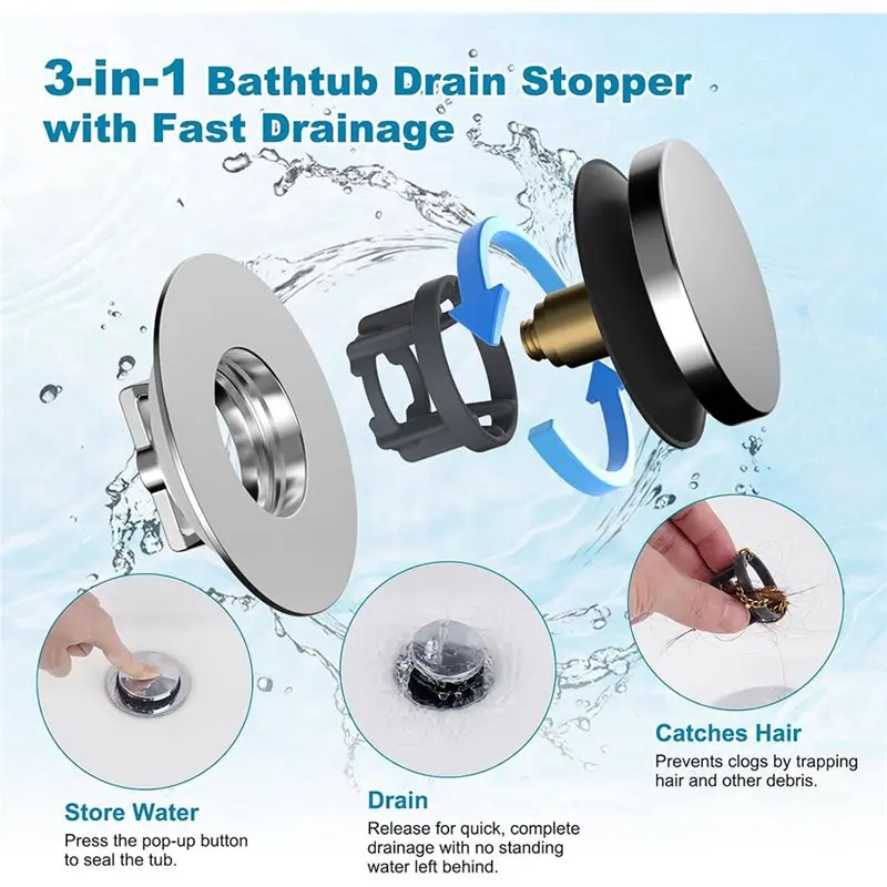 ABLJ Bathtub Drain Stopper Metal Up Tub Design, Removable Filter Basket Anti-Clog Functionality, Hair Catcher Included
ABLJ Bathtub Drain Stopper Metal Up Tub Design, Removable Filter Basket Anti-Clog Functionality, Hair Catcher Included