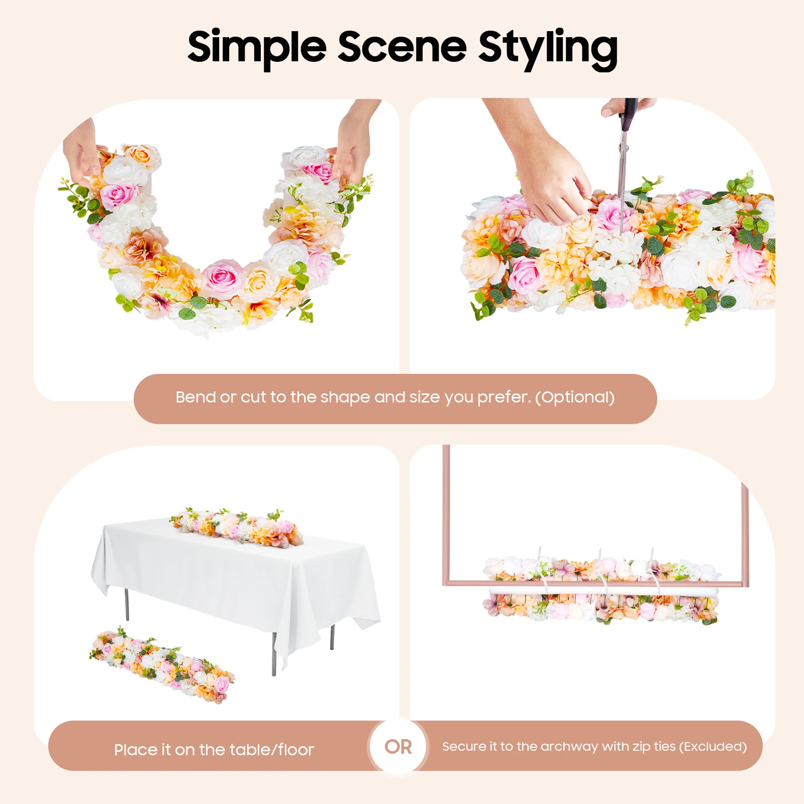 Artificial Silk Flower Row 39.37x11.81in 3D Realistic Faux Flower Wall Decor with Bendable Rod for Garden Balcony Wedding Colorful
Artificial Silk Flower Row 39.37x11.81in 3D Realistic Faux Flower Wall Decor with Bendable Rod for Garden Balcony Wedding Colorful