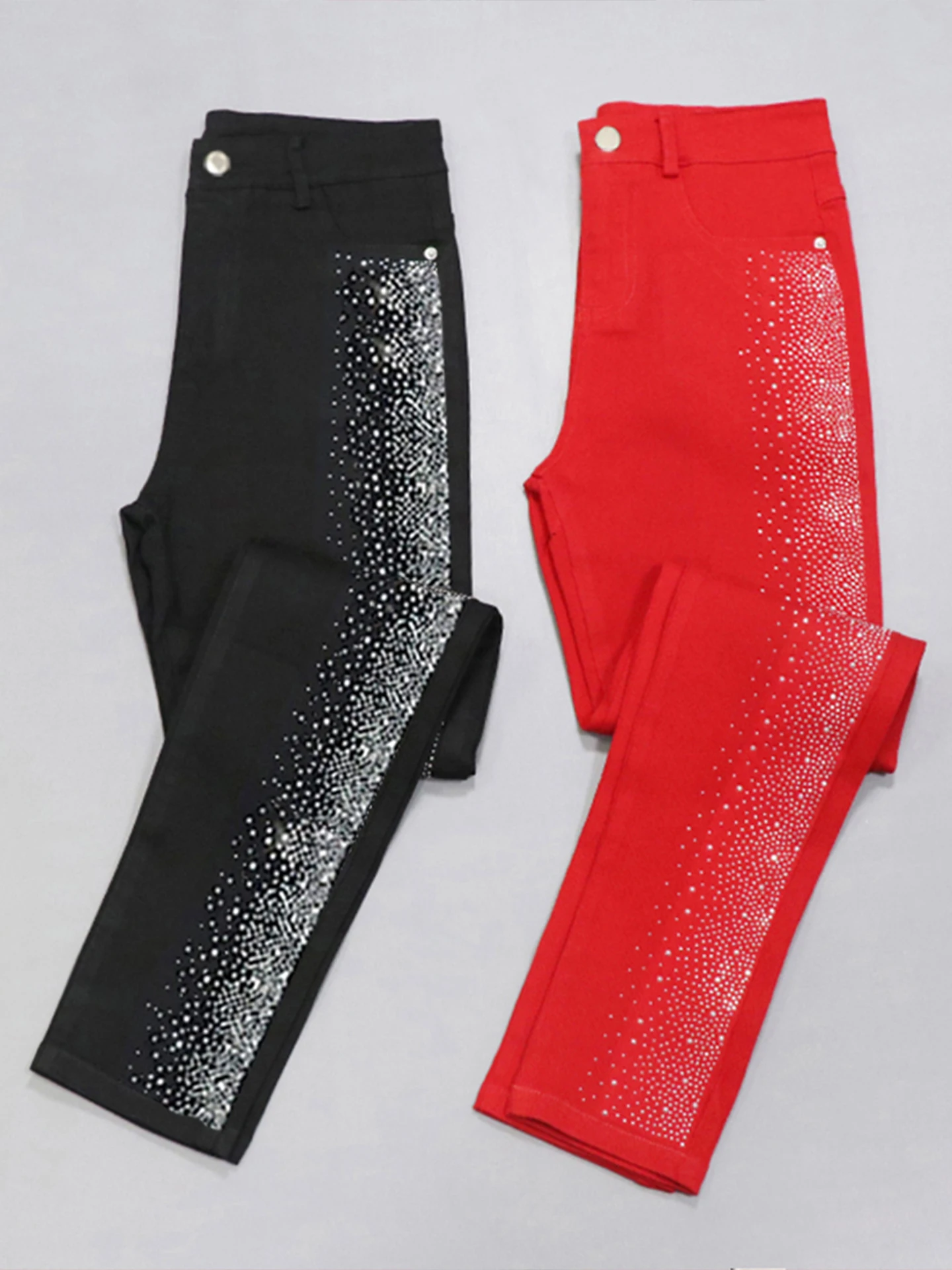 Fashionable High-Waisted Slim Fit Denim Jeans Women's Spring Summer New Style Korean Version Rhinestone Embellished Pencil Pants
Fashionable High-Waisted Slim Fit Denim Jeans Women's Spring Summer New Style Korean Version Rhinestone Embellished Pencil Pants