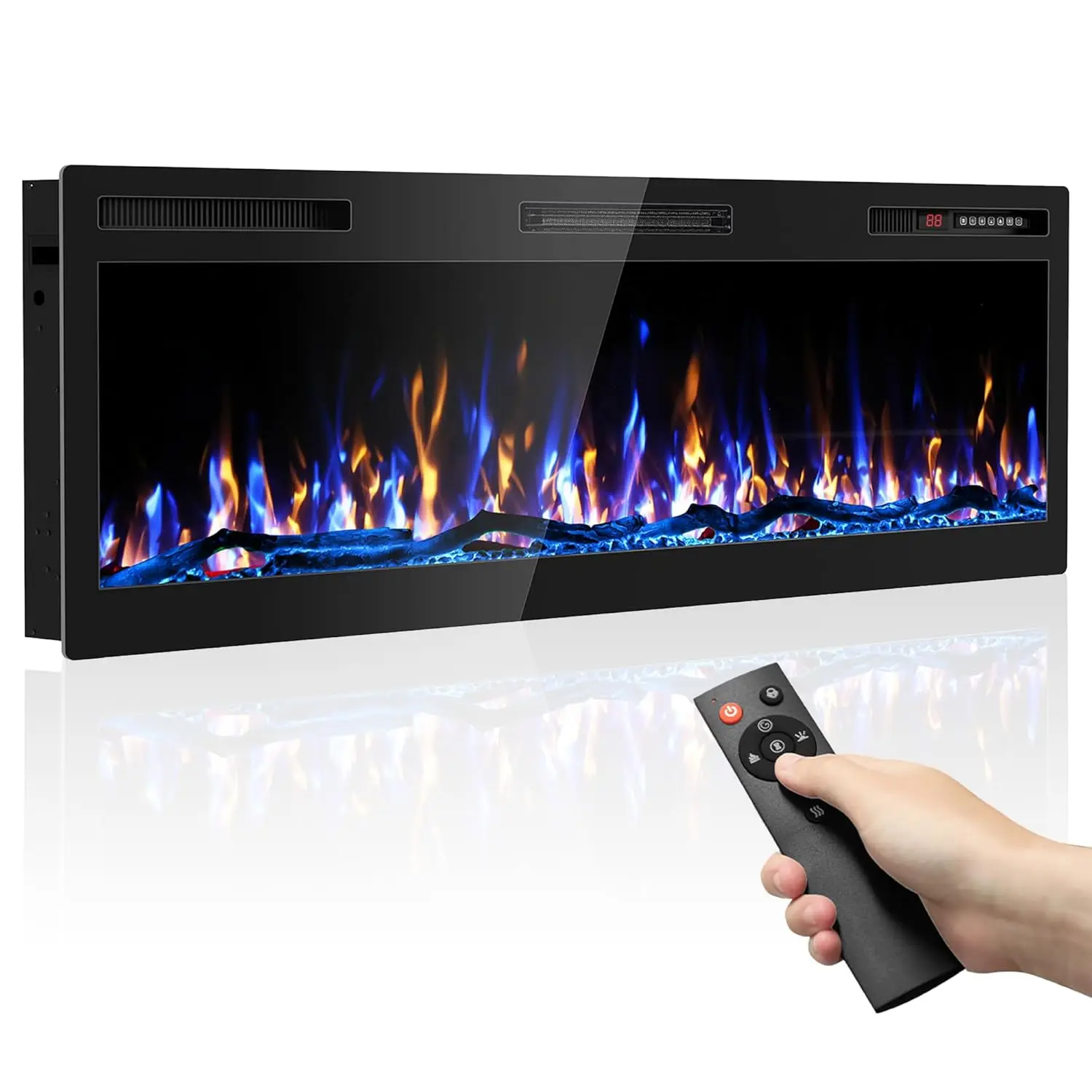 50 Inch Electric Fireplace Wall Mounted and Recessed with Remote Control, Color Adjustable/Realistic Flame W/Timer, Customized
50 Inch Electric Fireplace Wall Mounted and Recessed with Remote Control, Color Adjustable/Realistic Flame W/Timer, Customized