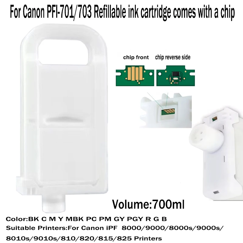PFI-701 PFI-703 Refill Ink Cartridge 700ML Empty Cartridge and Canon PFI701 PFI703 Chip For Canon iPF 8000 9000 8010S 9010S 825
PFI-701 PFI-703 Refill Ink Cartridge 700ML Empty Cartridge and Canon PFI701 PFI703 Chip For Canon iPF 8000 9000 8010S 9010S 825