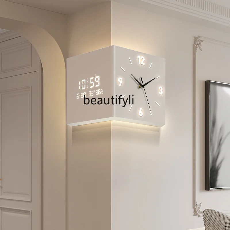 Living room corner clock perpetual calendar, electronic clock modern simple double-sided wall clock, corner wall clock
Living room corner clock perpetual calendar, electronic clock modern simple double-sided wall clock, corner wall clock