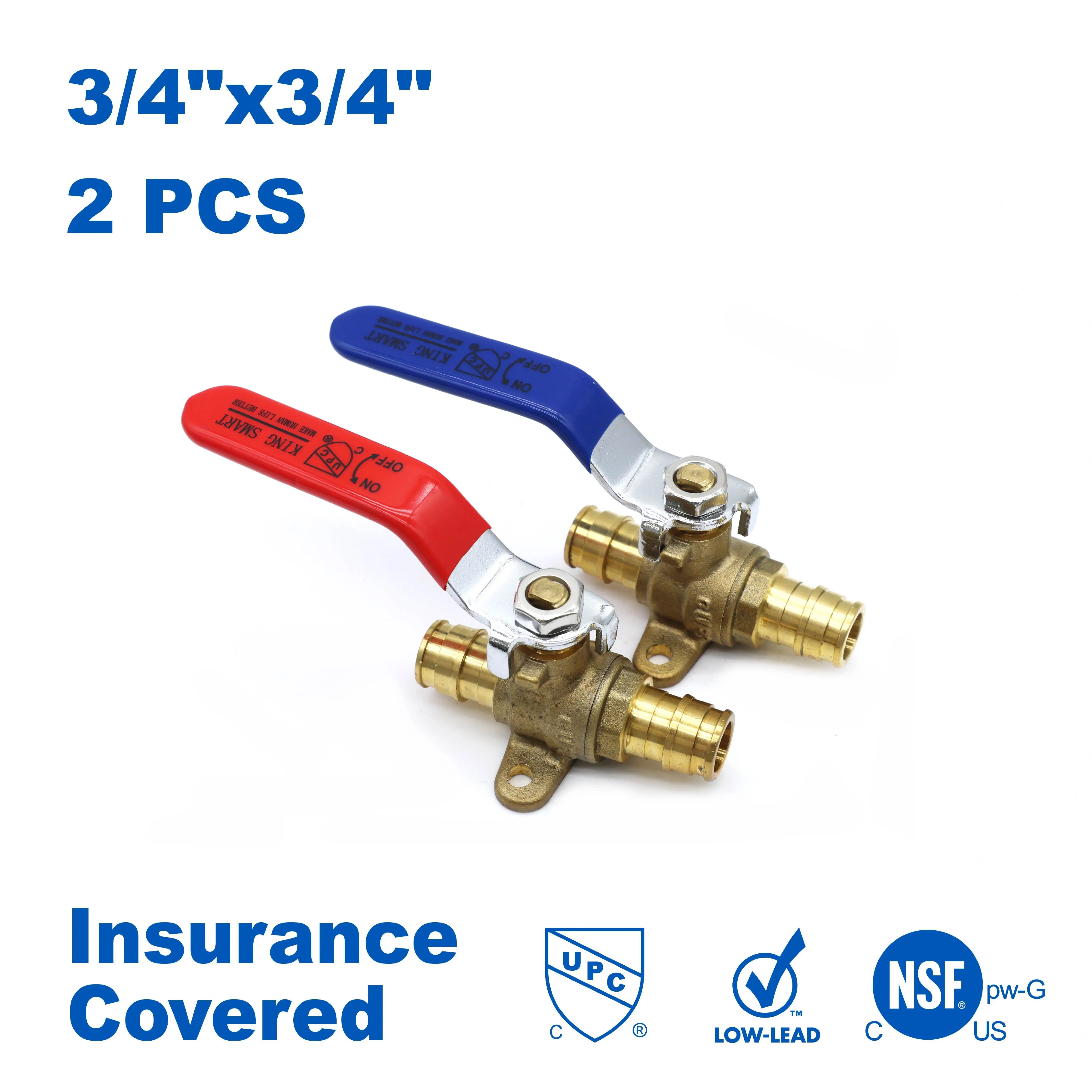 KING SMART 3/4" PEX A Ball Valve with Drop-Ear; for Hot and Cold Water System; 2 Pcs/Case; 80286
KING SMART 3/4" PEX A Ball Valve with Drop-Ear; for Hot and Cold Water System; 2 Pcs/Case; 80286