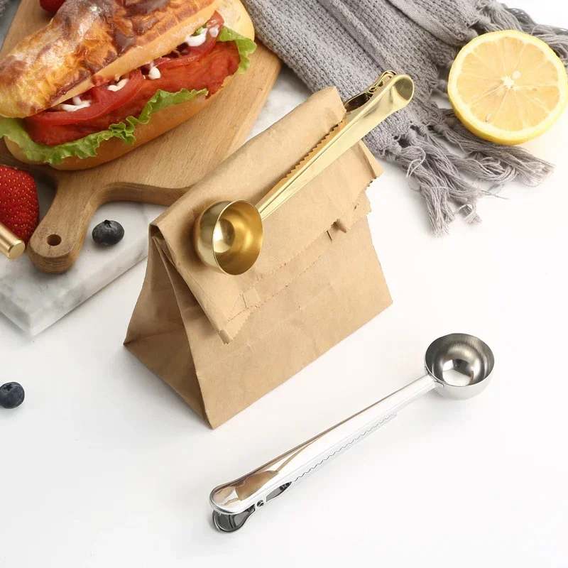 Two-in-one stainless steel coffee bean measuring spoon multi-functional food sealing clip food bag sealing clip baking gadget
Two-in-one stainless steel coffee bean measuring spoon multi-functional food sealing clip food bag sealing clip baking gadget