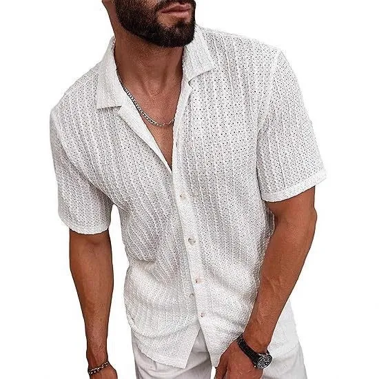 Summer Men's Clothing Short Sleeve Open Front Shirt For Men Lightweight Linen Blend Slim Fit Casual Button Down Top Wear
Summer Men's Clothing Short Sleeve Open Front Shirt For Men Lightweight Linen Blend Slim Fit Casual Button Down Top Wear