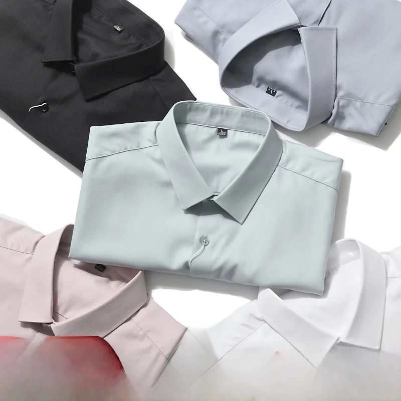 Men's Summer Business Commute Short Sleeve Shirt Silk Modal Blend Drapey Casual Style Standard Fit Pure Color Windsor Collar
Men's Summer Business Commute Short Sleeve Shirt Silk Modal Blend Drapey Casual Style Standard Fit Pure Color Windsor Collar