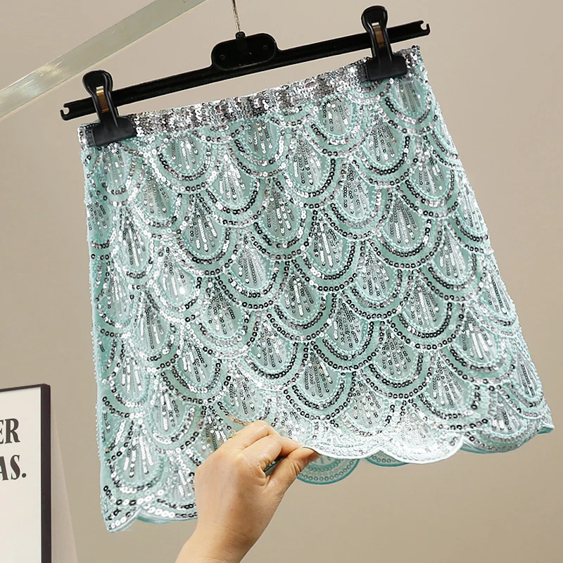Handmade Beaded Shiny Sequins Elastic Waist Short Skirt Bodycon A-Line Skirt Fashionable High Waist Korean Style Commute
Handmade Beaded Shiny Sequins Elastic Waist Short Skirt Bodycon A-Line Skirt Fashionable High Waist Korean Style Commute