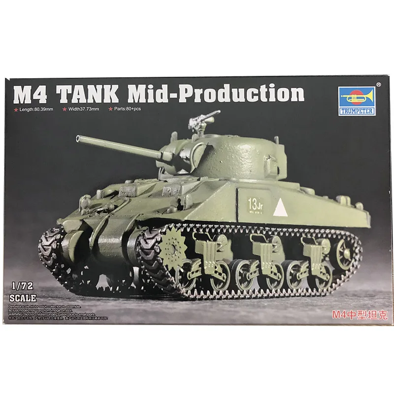 Trumpeter 1/72 Американский средний танк M4, сборная модель военного бронированного автомобиля времен Второй мировой войны 07223 
Trumpeter 1/72 Американский средний танк M4, сборная модель военного бронированного автомобиля времен Второй мировой войны 07223