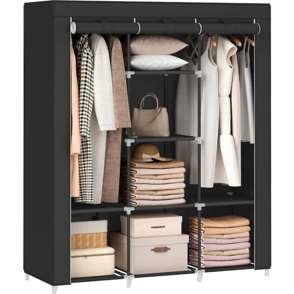 Portable Closet, 51.2 Inch Large Capacity Wardrobe Closet Organizer with Fabric Cover, Hanging Rods and Shelves
Portable Closet, 51.2 Inch Large Capacity Wardrobe Closet Organizer with Fabric Cover, Hanging Rods and Shelves