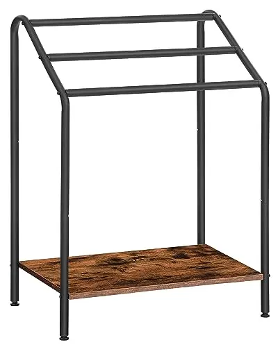 3-Tier Freestanding Metal Towel And Blanket Rack With Rustic Wood Base For Bathroom Or Living Room Storage And Display
3-Tier Freestanding Metal Towel And Blanket Rack With Rustic Wood Base For Bathroom Or Living Room Storage And Display