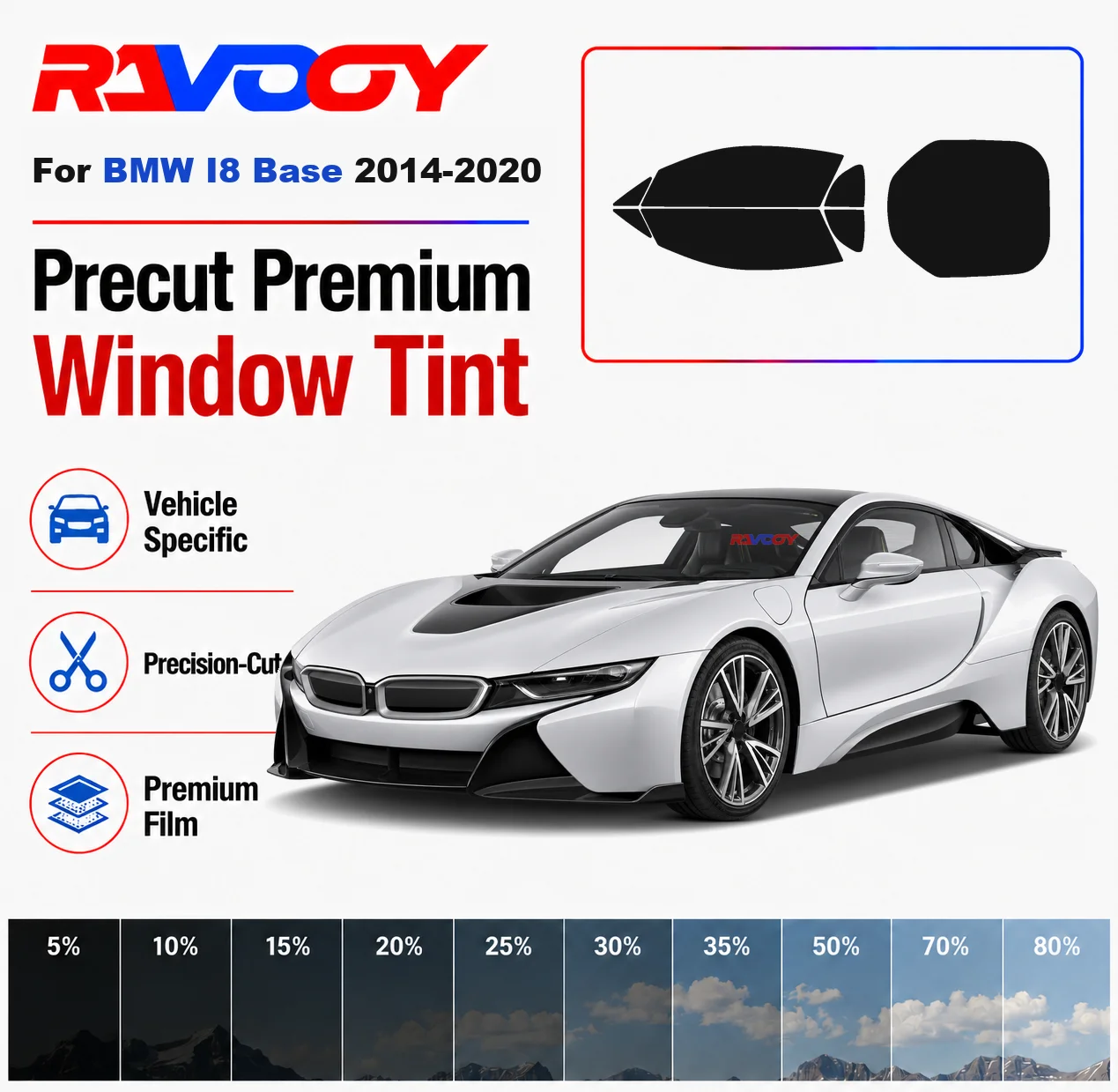 Premium Precut Window Tint Kit Front Windows Rear Windows Rear Windshield For BMW I8 Base 2014-2020 Car Solar Nano Ceramic Film
Premium Precut Window Tint Kit Front Windows Rear Windows Rear Windshield For BMW I8 Base 2014-2020 Car Solar Nano Ceramic Film