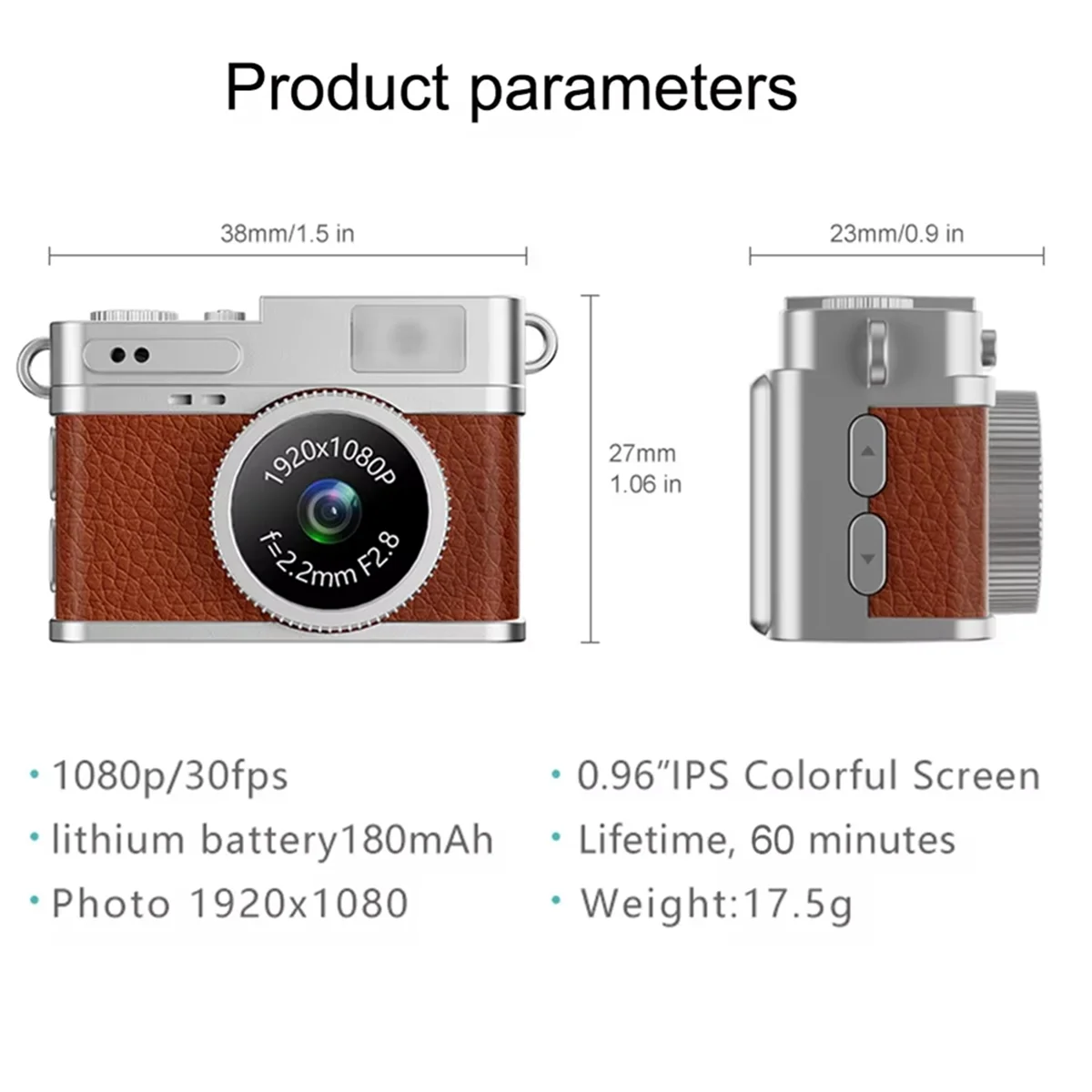 1080P Retro Pocket Camera 0.96 Inch Thumb Student Sports Camera Portable Video Camera Mini Necklace Camera Black
1080P Retro Pocket Camera 0.96 Inch Thumb Student Sports Camera Portable Video Camera Mini Necklace Camera Black