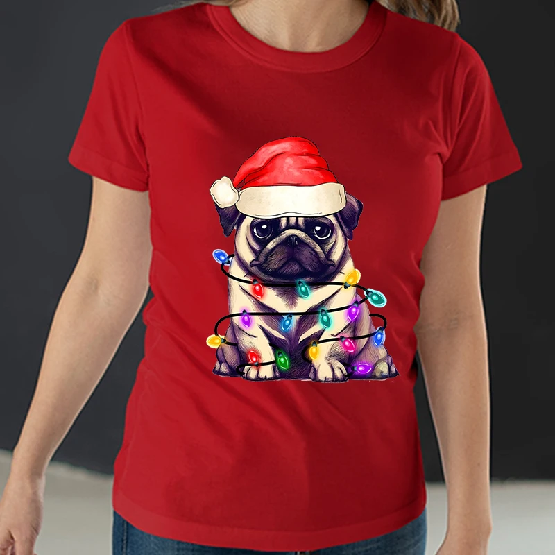 Christmas Hat Dog T-Shirt for Women Dog Lover Graphic Print Tops Short Sleeve Tees Funny Xmas Streetwear Tshirt Female Clothing
Christmas Hat Dog T-Shirt for Women Dog Lover Graphic Print Tops Short Sleeve Tees Funny Xmas Streetwear Tshirt Female Clothing