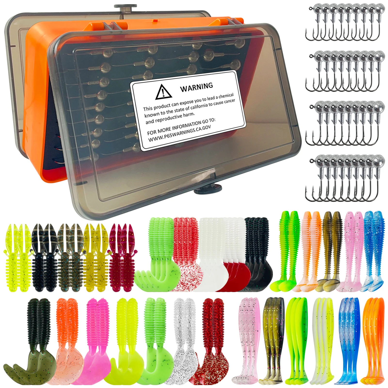FREE FISHER Soft Worm Grubs Kit with Jig Hooks,109pcs/Lot Fishing Tackle Box,Tail Swimbaits,Bass Fishing Baits Jigging Head Hook
FREE FISHER Soft Worm Grubs Kit with Jig Hooks,109pcs/Lot Fishing Tackle Box,Tail Swimbaits,Bass Fishing Baits Jigging Head Hook