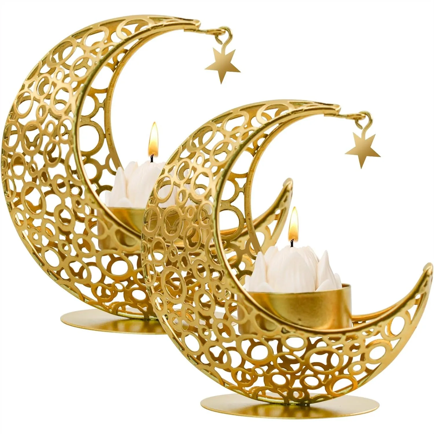 Metal Moon Candle Holders Set of 2, Tealight Candlestick for Table Centerpiece, Home Decor Gold
Metal Moon Candle Holders Set of 2, Tealight Candlestick for Table Centerpiece, Home Decor Gold