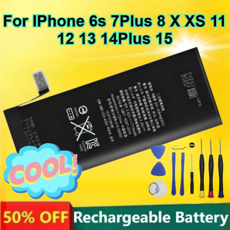 Аккумулятор для мобильного телефона iPhone 6s 7Plus 8 X XS 11 12 13 14Plus 15, без износа, высококачественный, с инструментами
Аккумулятор для мобильного телефона iPhone 6s 7Plus 8 X XS 11 12 13 14Plus 15, без износа, высококачественный, с инструментами