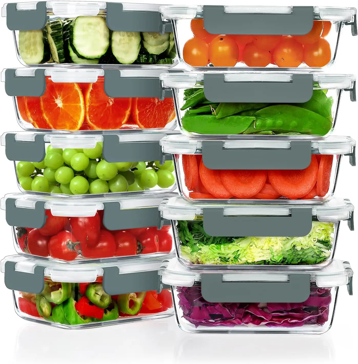 10 Pack 22 OZ Glass Meal Prep Containers with Airtight Lids, Microwave Oven Freezer Dishwasher Safe Food Storage, Grey
10 Pack 22 OZ Glass Meal Prep Containers with Airtight Lids, Microwave Oven Freezer Dishwasher Safe Food Storage, Grey