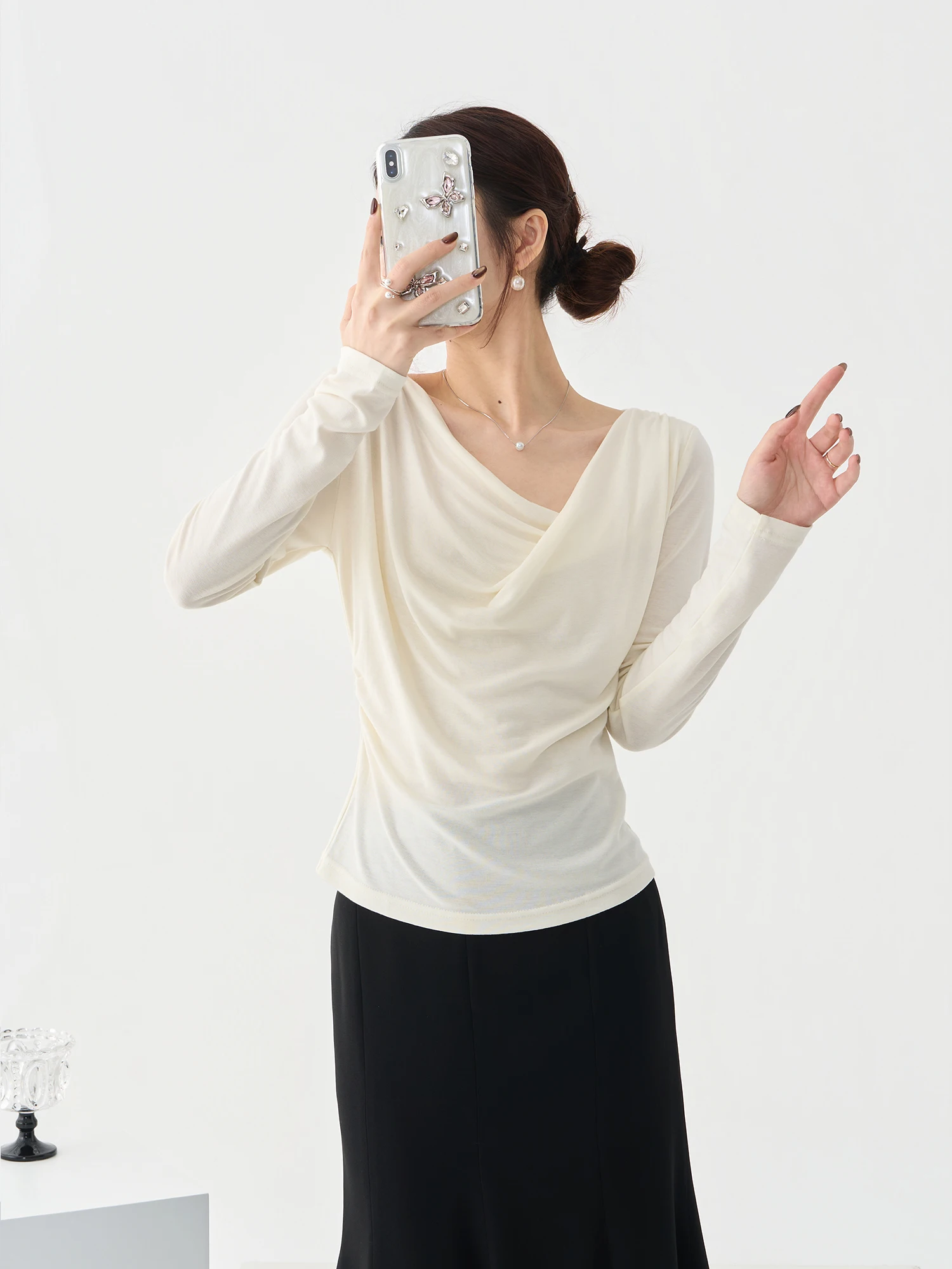 Ele Long Sve V-Ne Commute Top Women's Slimming Gentle Personali Design Silk Blend Straight Cut Faionable
Ele Long Sve V-Ne Commute Top Women's Slimming Gentle Personali Design Silk Blend Straight Cut Faionable