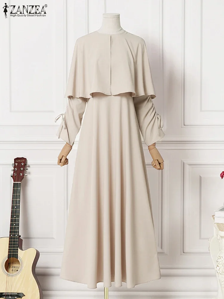 ZANZEA Muslim Women Party Cape Dresses Islamic Elegant Hijab O-neck Drawstring Long Sleeve Eid Dress Modest Fashion Abaya Robes
ZANZEA Muslim Women Party Cape Dresses Islamic Elegant Hijab O-neck Drawstring Long Sleeve Eid Dress Modest Fashion Abaya Robes