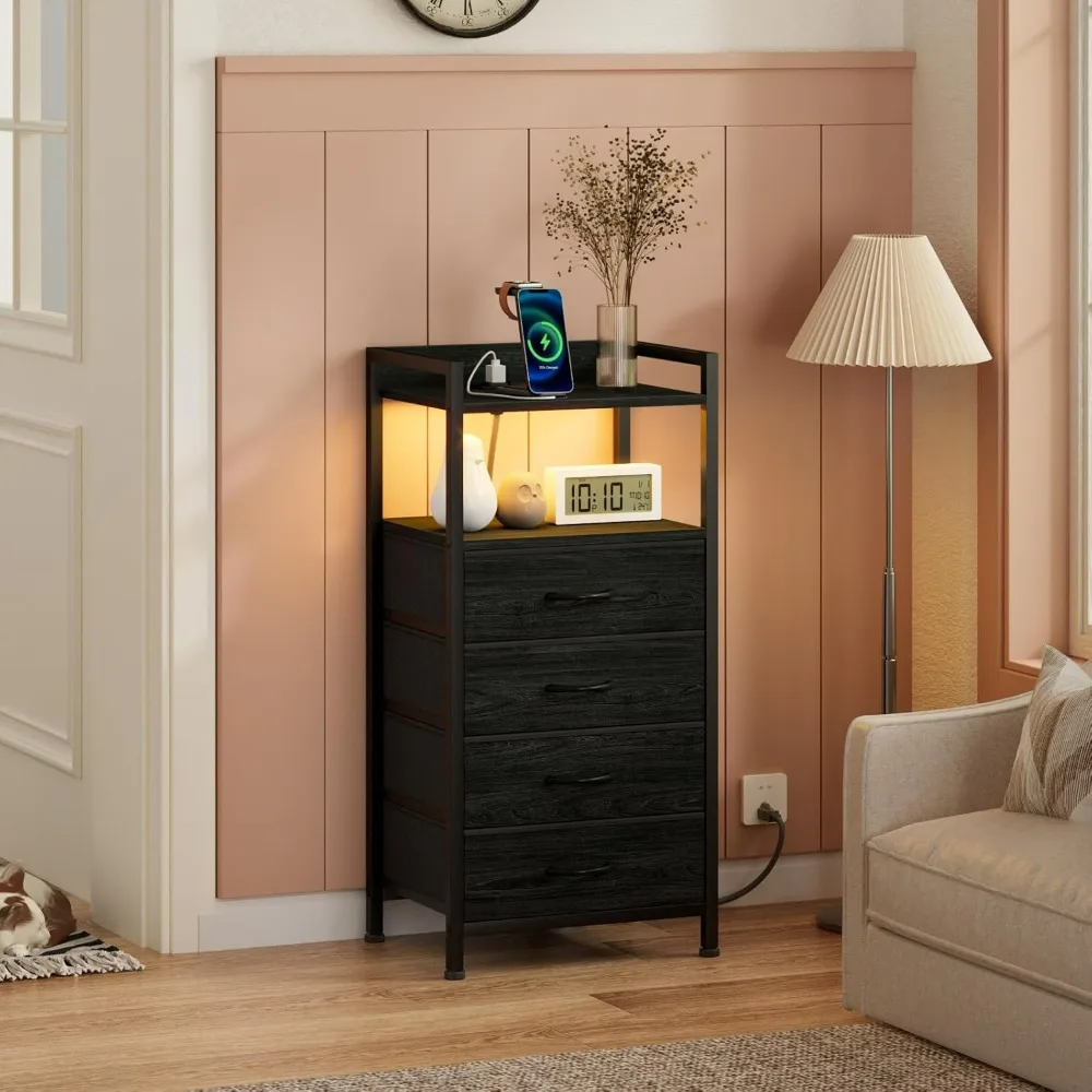 Nightstands.Night Stand with Charging Station,Black Nightstand with Drawers and Led Light,Tall Dresser for Bedroom,Bedside Table
Nightstands.Night Stand with Charging Station,Black Nightstand with Drawers and Led Light,Tall Dresser for Bedroom,Bedside Table