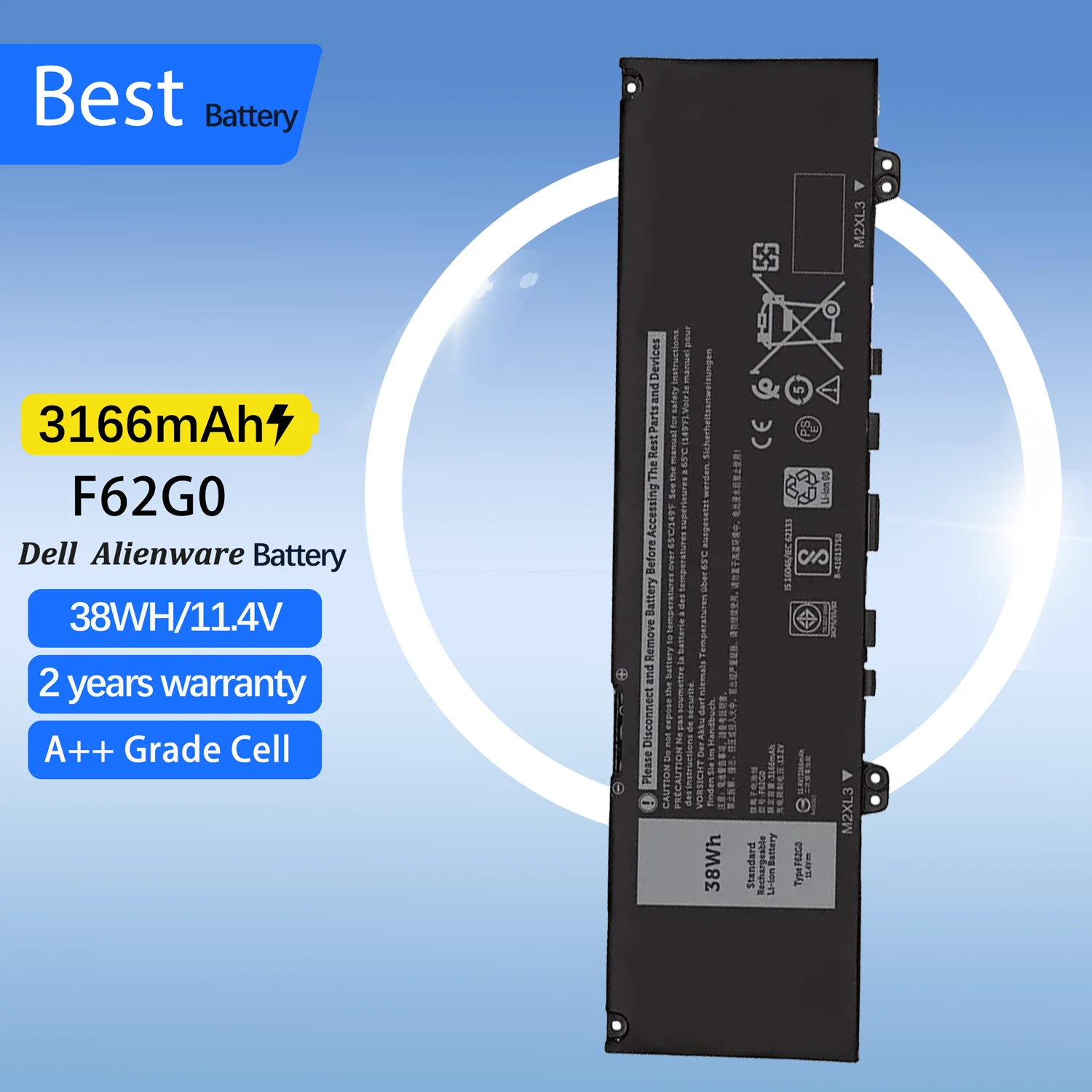 New 11.4V 38WH F62G0 Battery for Dell Inspiron 13 7000 7373 7386 2-in-1 7370 7380 P83G P83G002 P91G001 P87G001 Vostro 13 5370
New 11.4V 38WH F62G0 Battery for Dell Inspiron 13 7000 7373 7386 2-in-1 7370 7380 P83G P83G002 P91G001 P87G001 Vostro 13 5370