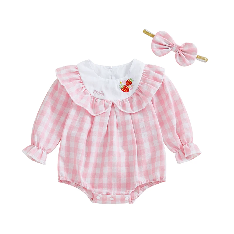 Наряд для новорожденных девочек, клетчатый комбинезон с длинными рукавами и круглым вырезом с бантом, осенняя одежда
Наряд для новорожденных девочек, клетчатый комбинезон с длинными рукавами и круглым вырезом с бантом, осенняя одежда