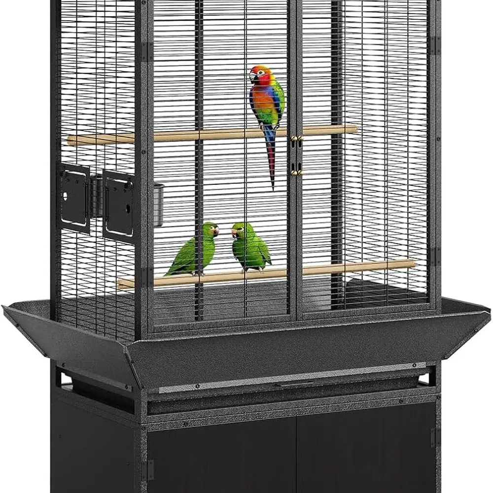 Large Rolling Birdcage with Top Stand & Storage Cabinet, Black Walnut Wood Cage for Macaw, Parrot, Cockatiel, Budgie
Large Rolling Birdcage with Top Stand & Storage Cabinet, Black Walnut Wood Cage for Macaw, Parrot, Cockatiel, Budgie