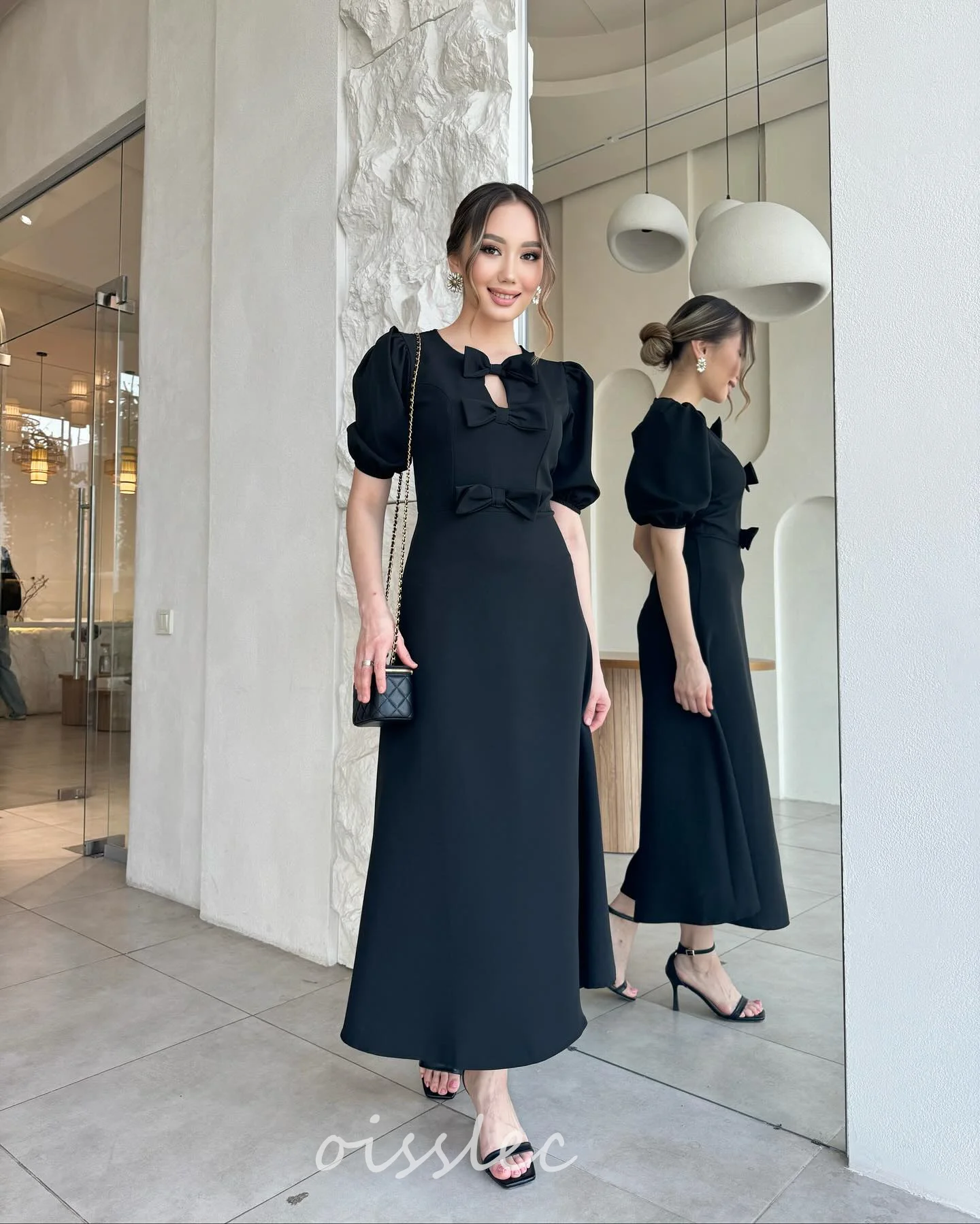 Bow Prom Dresses Elegant Puff Sleeve Wedding Guest Dress A Line Cocktail PartyDress Hollow Formal Evening Goening Gowns Ankle Le
Bow Prom Dresses Elegant Puff Sleeve Wedding Guest Dress A Line Cocktail PartyDress Hollow Formal Evening Goening Gowns Ankle Le