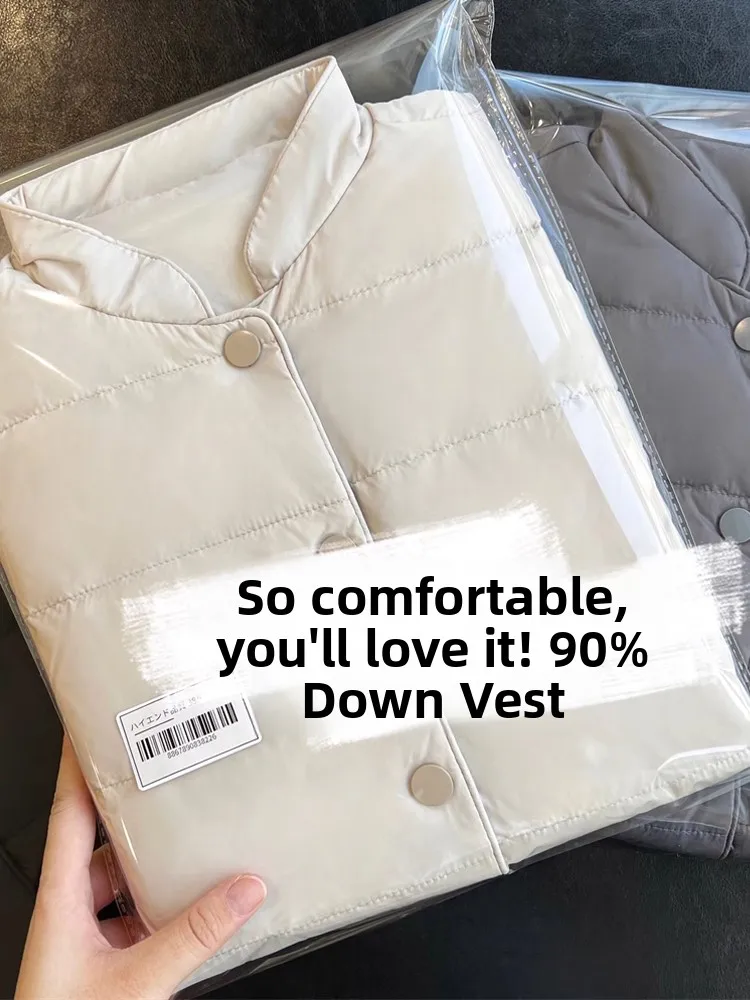 Высококачественный белый жилет на пуху 90, легкий женский модный корейский жилет с прямой трубкой, тонкий однотонный цвет
Высококачественный белый жилет на пуху 90, легкий женский модный корейский жилет с прямой трубкой, тонкий однотонный цвет