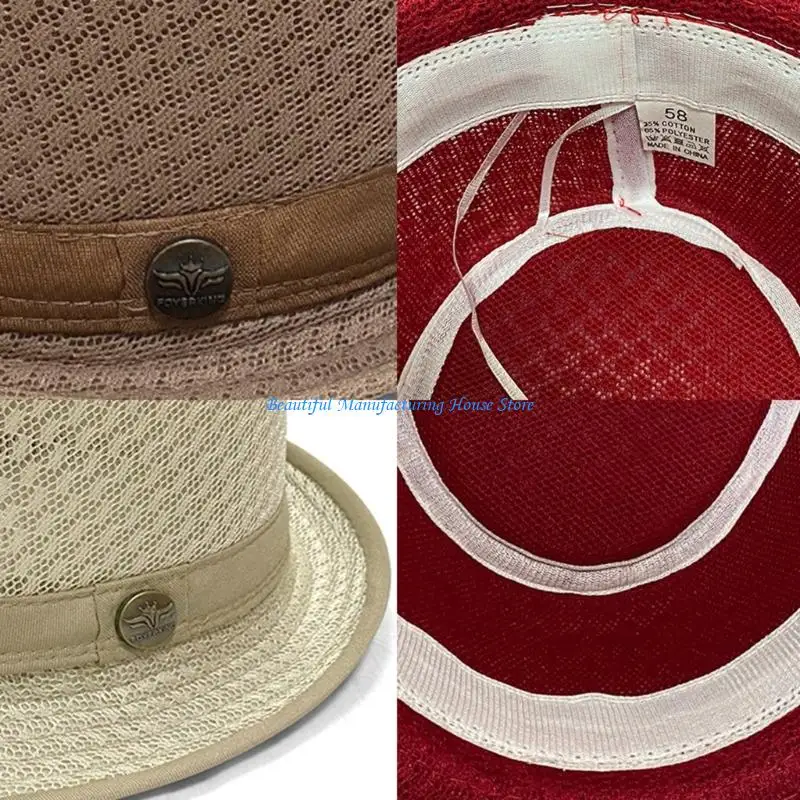 E56A Summer Sun Hat for Men with Breathable Mesh Texture, Pork Pie Form and Adjustable Size for Golf Holiday Wear Fit
E56A Summer Sun Hat for Men with Breathable Mesh Texture, Pork Pie Form and Adjustable Size for Golf Holiday Wear Fit