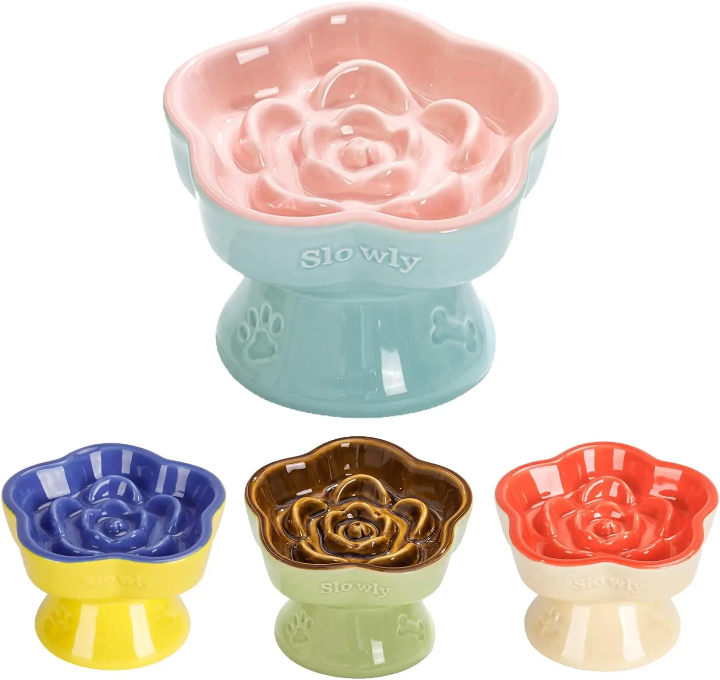 Raised Ceramic Slow Feeder Cat Bowl, 5.8" Pink Flower Shaped for Cats & Small Dogs
Raised Ceramic Slow Feeder Cat Bowl, 5.8" Pink Flower Shaped for Cats & Small Dogs