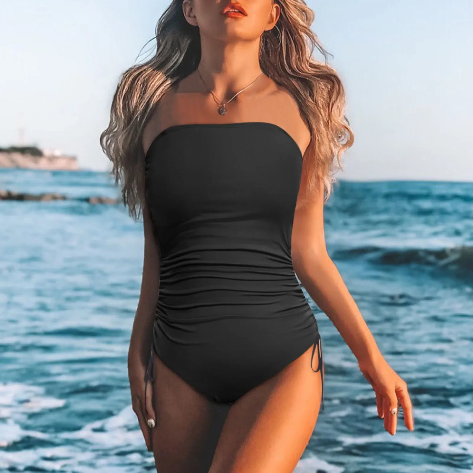 Strapless Women One Piece Swimsuit Tummy Control Solid Bathing Suit Swimwear Monokini Ruched Bikini Female One Piece Swimsuit
Strapless Women One Piece Swimsuit Tummy Control Solid Bathing Suit Swimwear Monokini Ruched Bikini Female One Piece Swimsuit