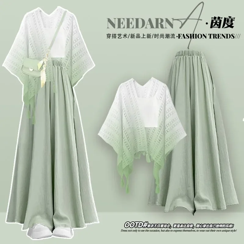 Summer Set Women's 2026 New Elegant Gradient Shawl Suspenders Casual Pants Three-piece Set
Summer Set Women's 2026 New Elegant Gradient Shawl Suspenders Casual Pants Three-piece Set
